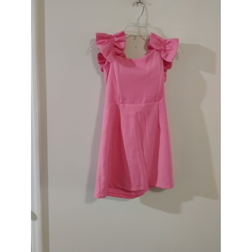 Do+Be Pink Ruffle Sleeve Mini Dress Open Back Cocktail Party Size M